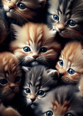 'funny Cat Pile ' Poster By Neo Design 