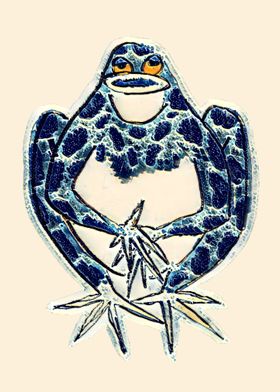 Vintage anime blue frog