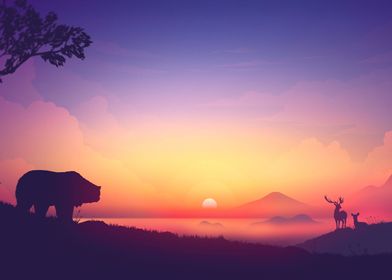 Nature Sunset Illustration