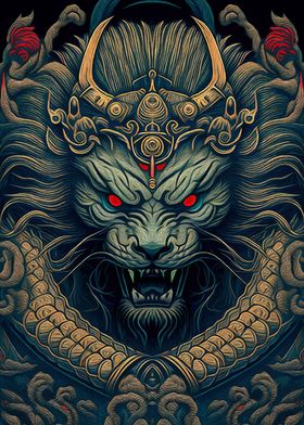 Lion Demon in Japanese art