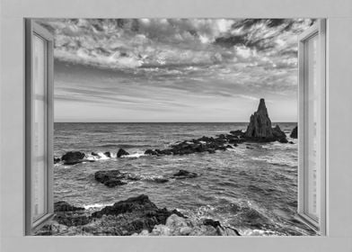 Open window landscape sea