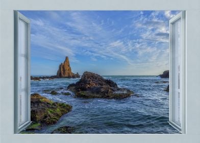 Open window view cliffs