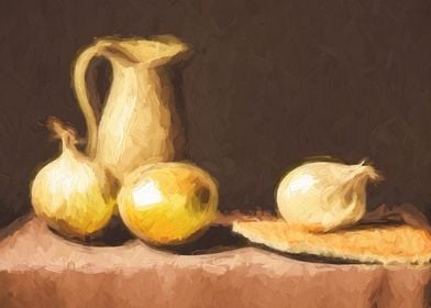 Oil Still life with Onions