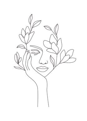 Peaceful floral woman art