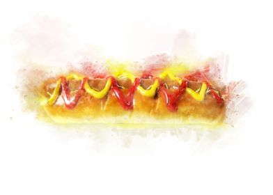 hot dog watercolor 