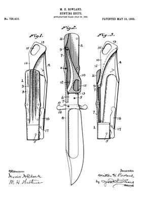 Hunting knife patent 1903