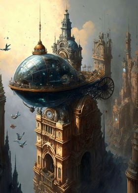 Towering Steampunk City