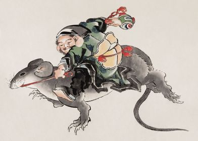 Japanese Daikokuten riding