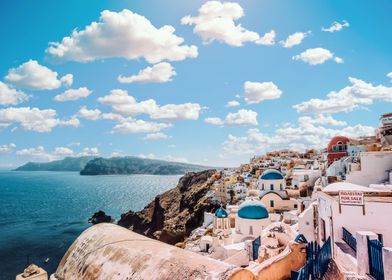 Santorini and clouds