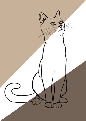 Simple line art cat