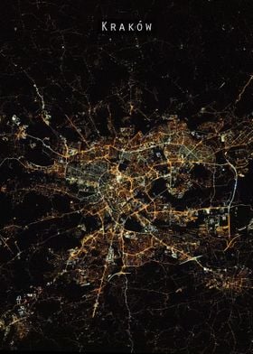 Krakow at night from space