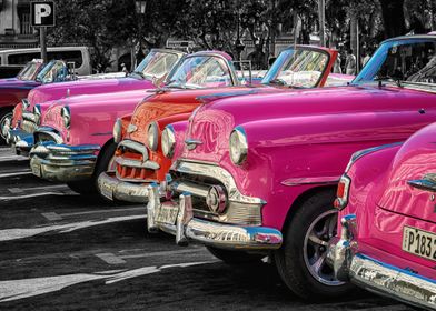 Pink Classic Cars Cuba