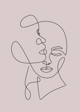 Two Woman Faces line art