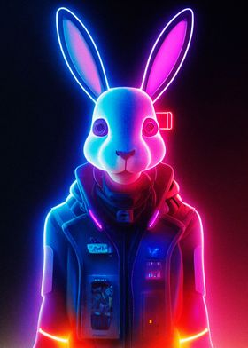 anthromorphic neon bunny