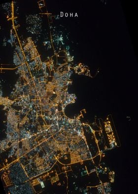 Doha at night from space