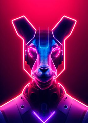 Goat cyborg neon animal