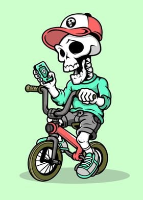 skull biker hand drawn