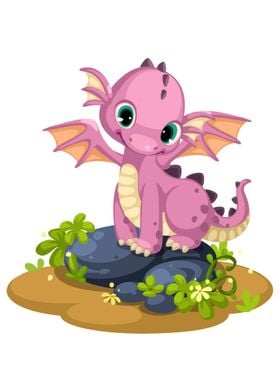 pink baby dragon cartoon