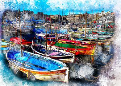 boats watercolor