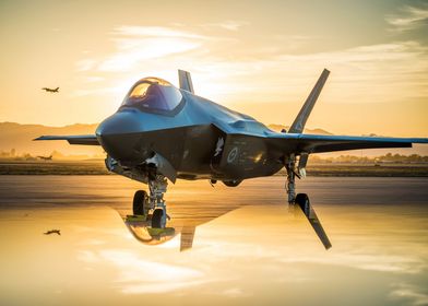 Sun set behind F35A