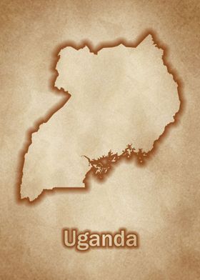 Uganda map glow vintage 