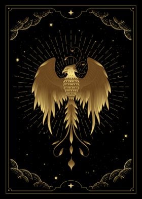 Tarot phoenix bird gold 2