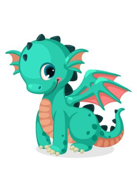 Cute green dragon cartoon