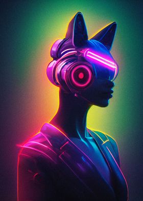 anthromorphic neon Fox