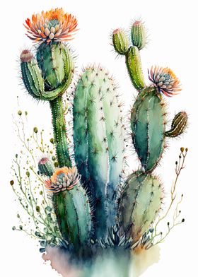 Cactus Watercolor Flower