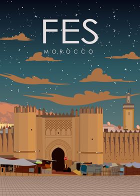 Fes Morocco Travel Poster