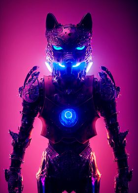 Wolf cyborg neon animal