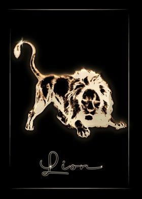 Glowing blackprint Lion 