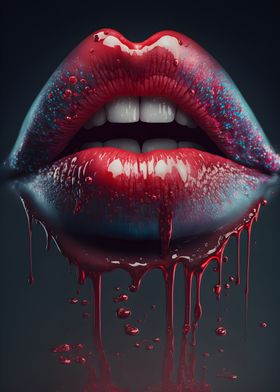 Lovely red Lips dripping