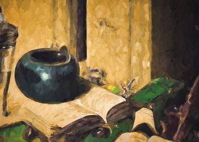 Oil Still life with Books