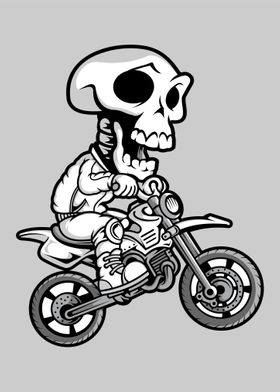 skull motocrosser hand dra