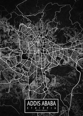 Addis Ababa City Map Dark