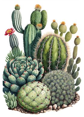 Cactus Garden Watercolor 4