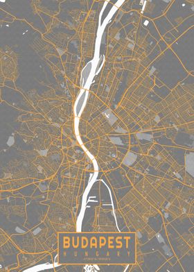 Budapest City Map Bauhaus