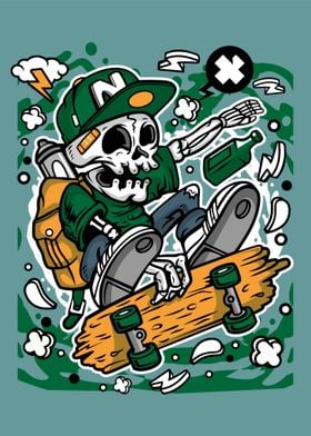 skull skater cartoon