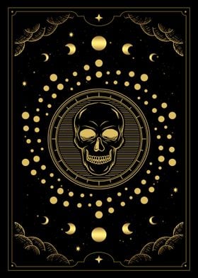 Tarot skull head card