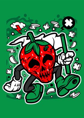 skull strawberry cartoon