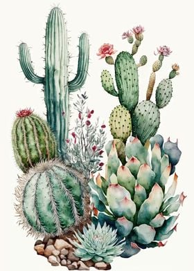 Cactus Garden Watercolor 2