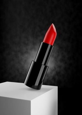 close up of a red lipstick