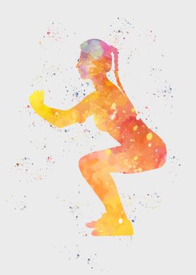 Women Yoga Watercolor