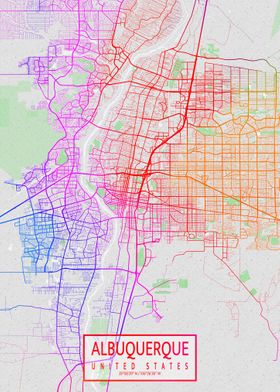 Albuquerque Map Colorful