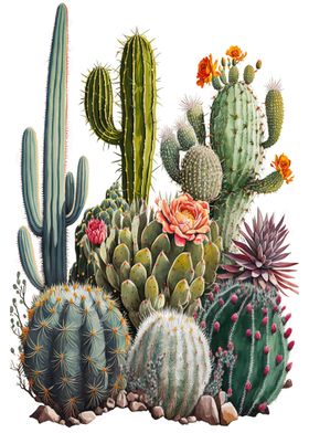 Cactus Garden Watercolor 3