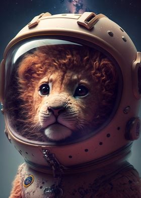 Lion Astronaut Portrait