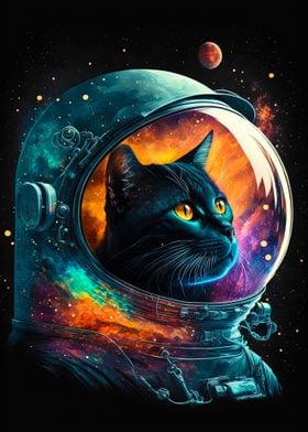 Meow-naut in space suit