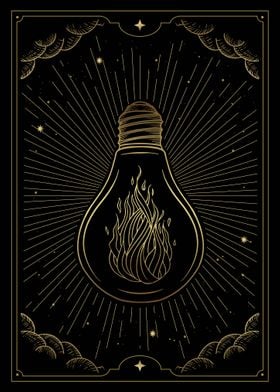 Tarot fire in a neon lamp