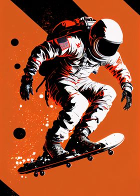 Astronaut Skateboarding